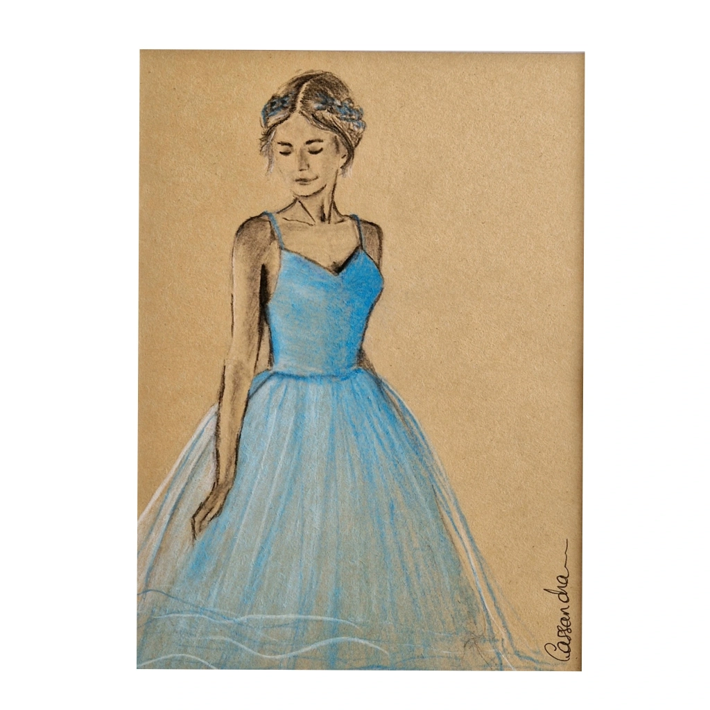 danseuse robe bleue pastel sec cassandra gulbert