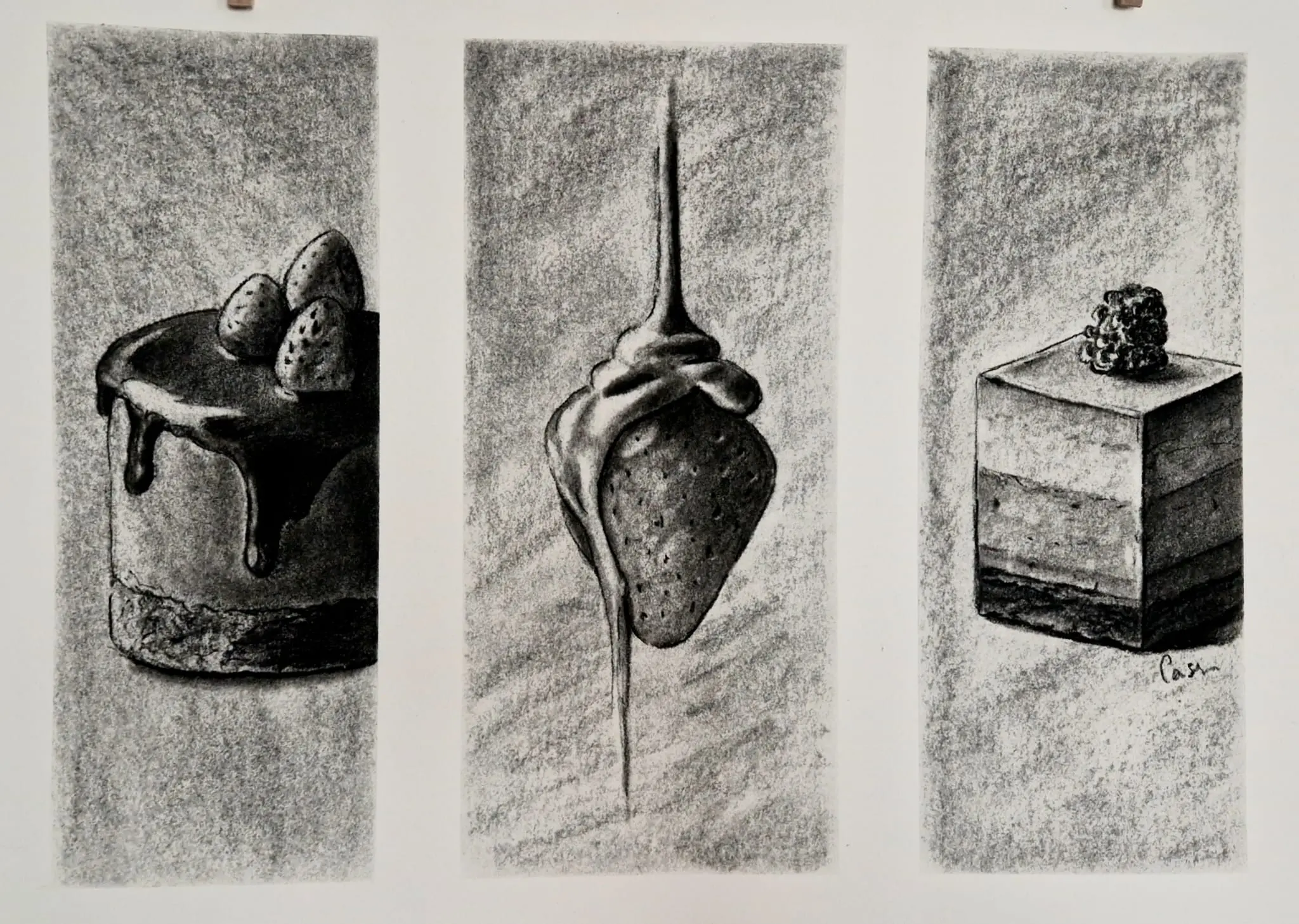 triptyque fusain patisserie cassandra gulbert
